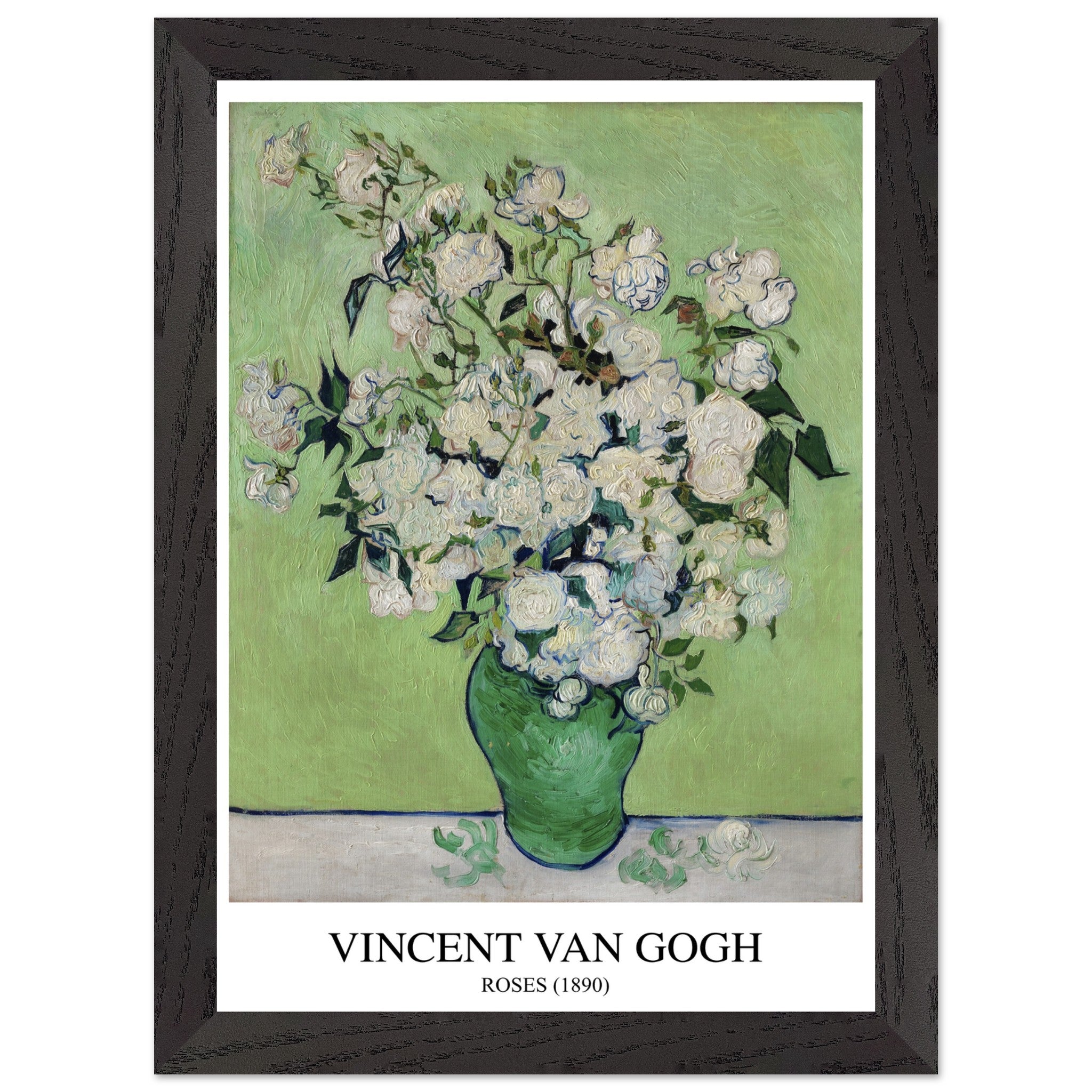 Artfulprints Poster met Lijst Vincent van Gogh - Roses - A4 21x29.7 cm