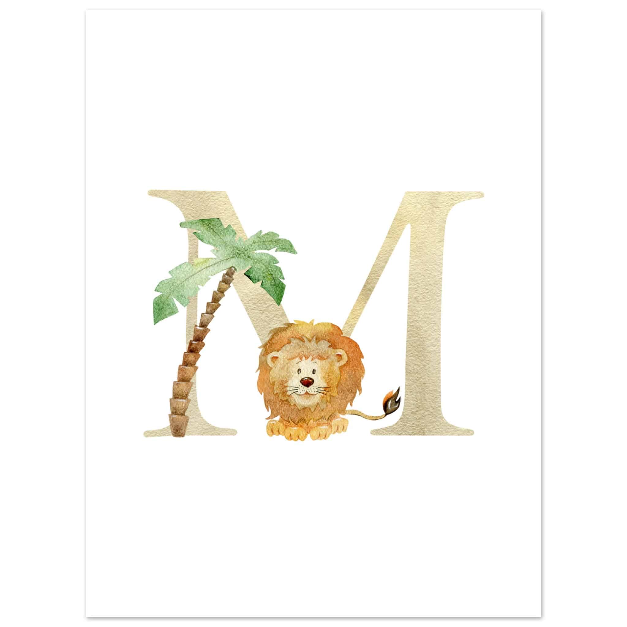 Artfulprints Poster Letter M kindernaam - 30x40 cm - Meerkleurig