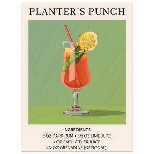 Artfulprints Poster Planter's Punch cocktail – Ingrediënten – 30×40 cm
