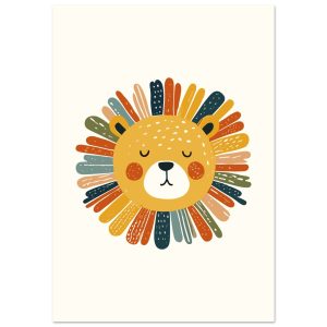Artfulprints Poster Boho leeuw – 70×100 cm – Geel