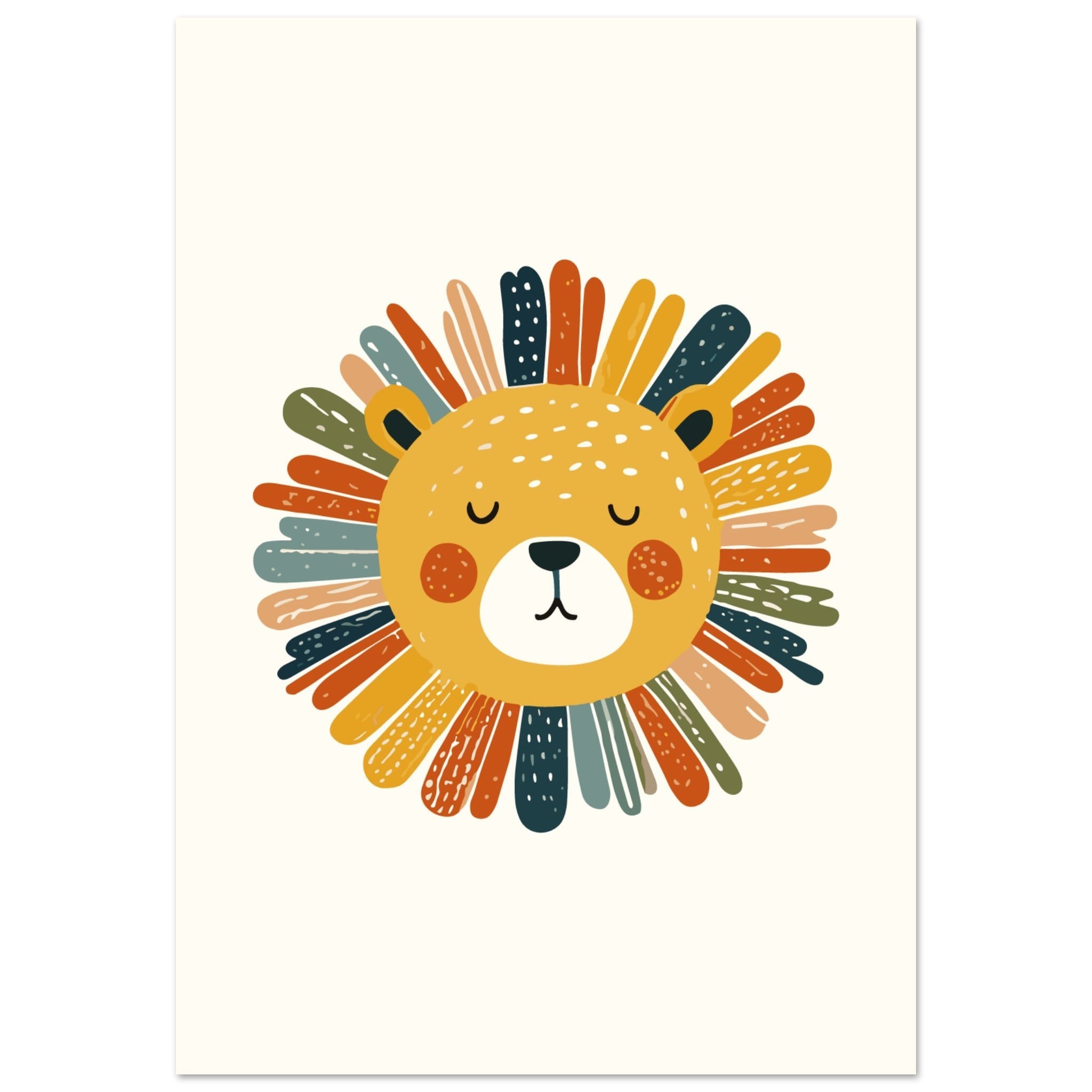 Artfulprints Poster Boho leeuw - 70x100 cm - Geel