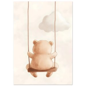 Artfulprints Poster Schommelende knuffelbeer – A4 21×29.7 cm – Bruin Artfulprints Poster Schommelende knuffelbeer – A4 21×29.7 cm – Bruin
