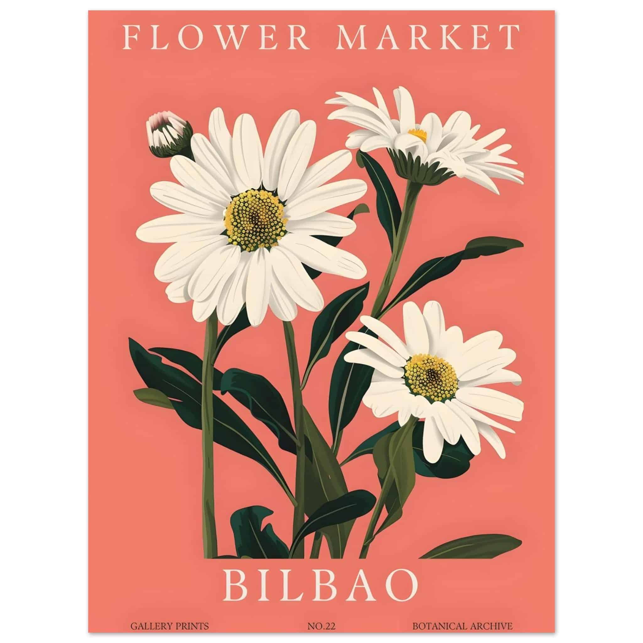 Artfulprints Poster Flower market - Bilbao - 30x40 cm - Roze