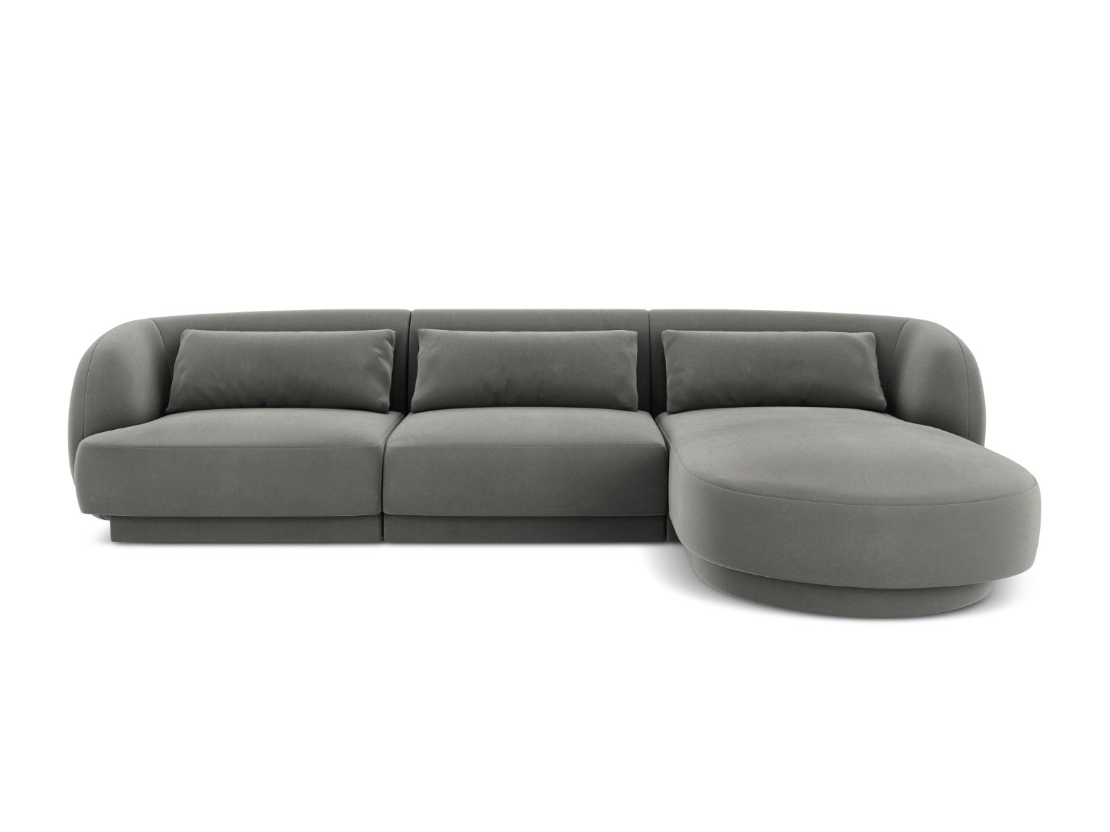 Cosmopolitan Design rechter hoekbank Tulum 4-zits, flueel, lichtgrijs