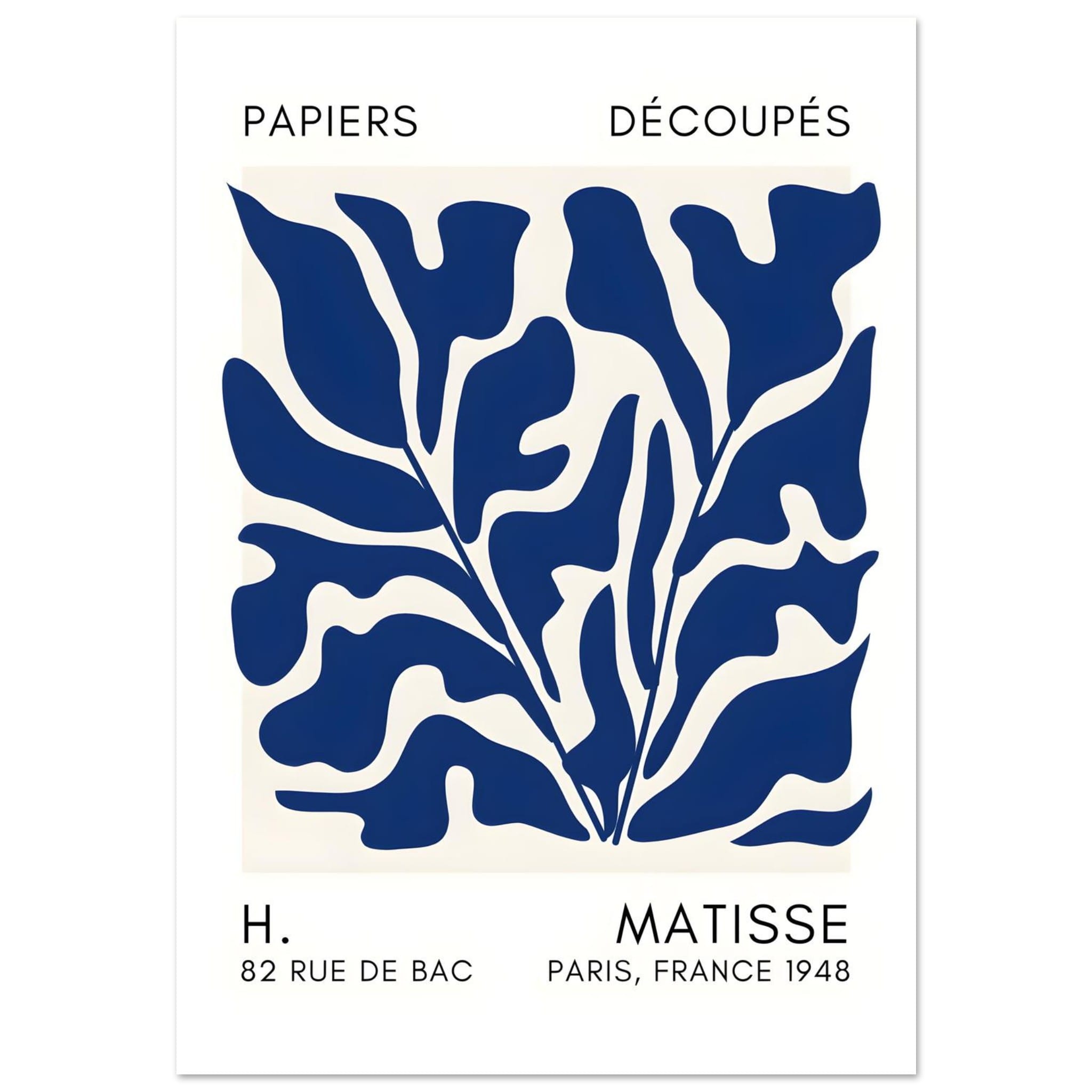 Artfulprints Poster Matisse – Seabed shapes navy blue II - 70x100 cm -