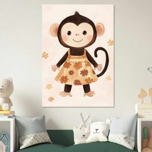 Artfulprints Poster Aapje in bloemenjurk – 70×100 cm – Meerkleurig Artfulprints Poster Aapje in bloemenjurk – 70×100 cm – Meerkleurig