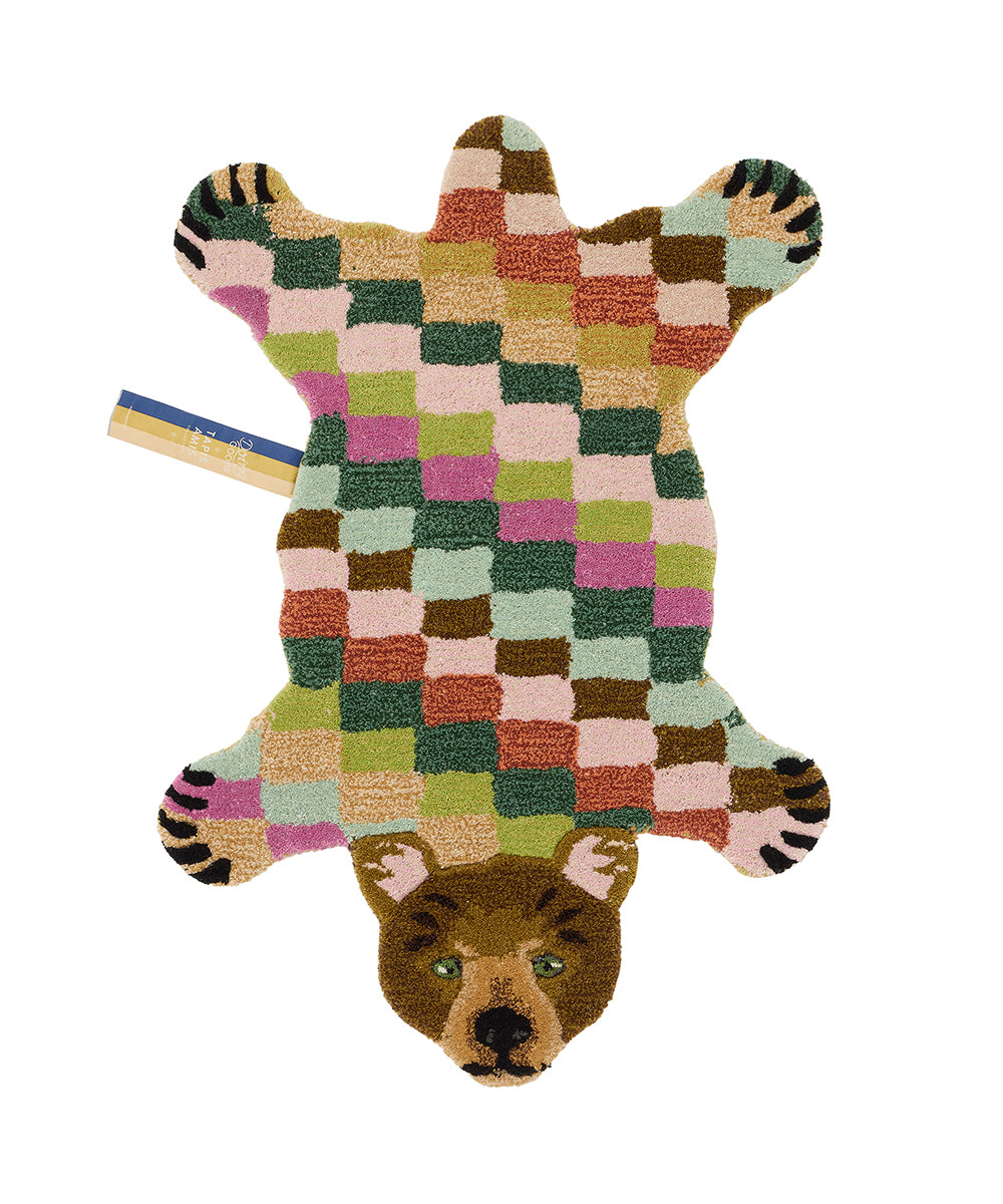Doing Goods Archie Geruite Beer Vloerkleed - Klein 92 x 62 x 2 cm - 10