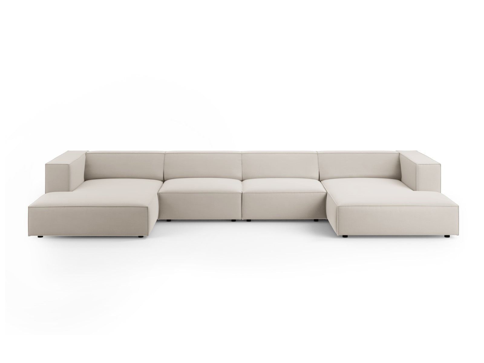 Cosmopolitan Design Panoramische bank Arendal 6-zits, flueel, ecru - 1