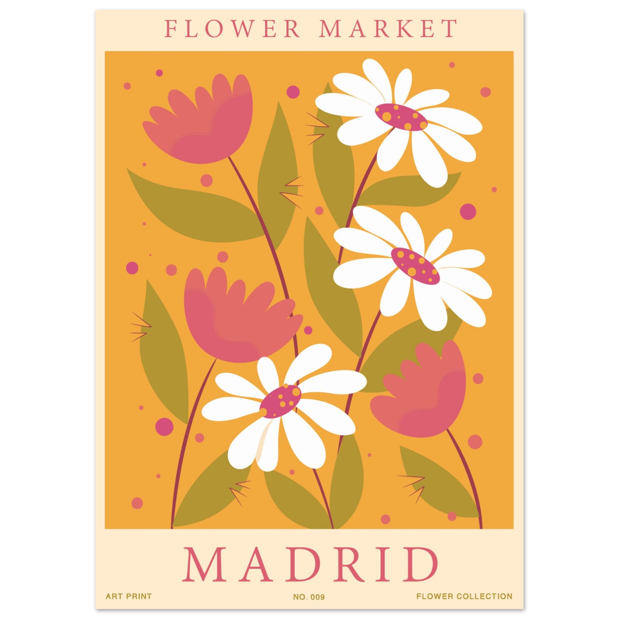 Artfulprints Poster Flower market - Madrid - 50x70 cm - Oranje