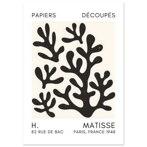 Artfulprints Poster Matisse – Coral shadows black – A4 21×29.7 cm – Zw