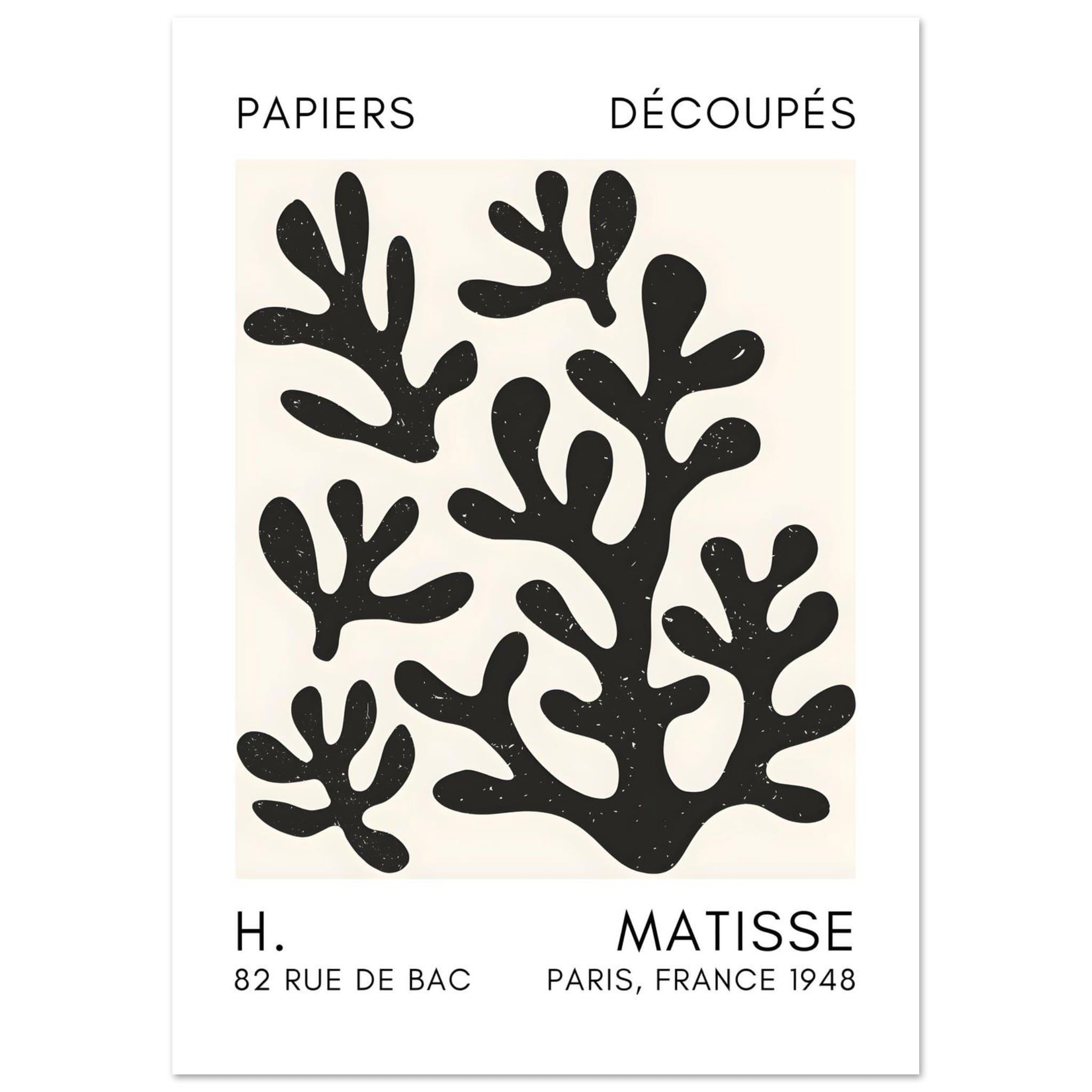Artfulprints Poster Matisse – Coral shadows black - A4 21x29.7 cm - Zw