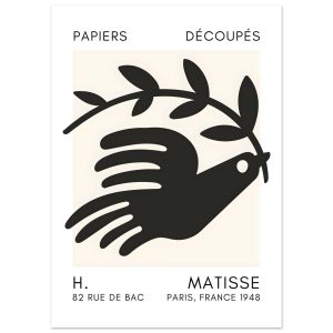 Artfulprints Poster Matisse – Peace dove black – 50×70 cm – Zwart Artfulprints Poster Matisse – Peace dove black – 50×70 cm – Zwart