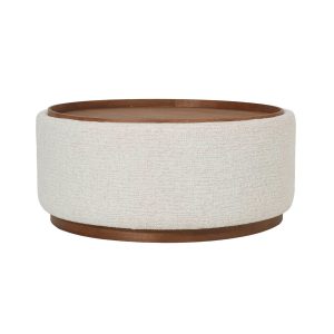 DÉJA Living Salontafel Marcia – Rond Beige/Walnoot – Incl. Opbergruimt
