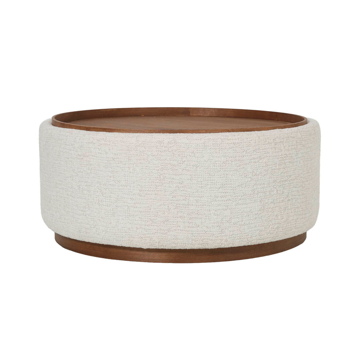 DÉJA Living Salontafel Marcia - Rond Beige/Walnoot - Incl. Opbergruimt