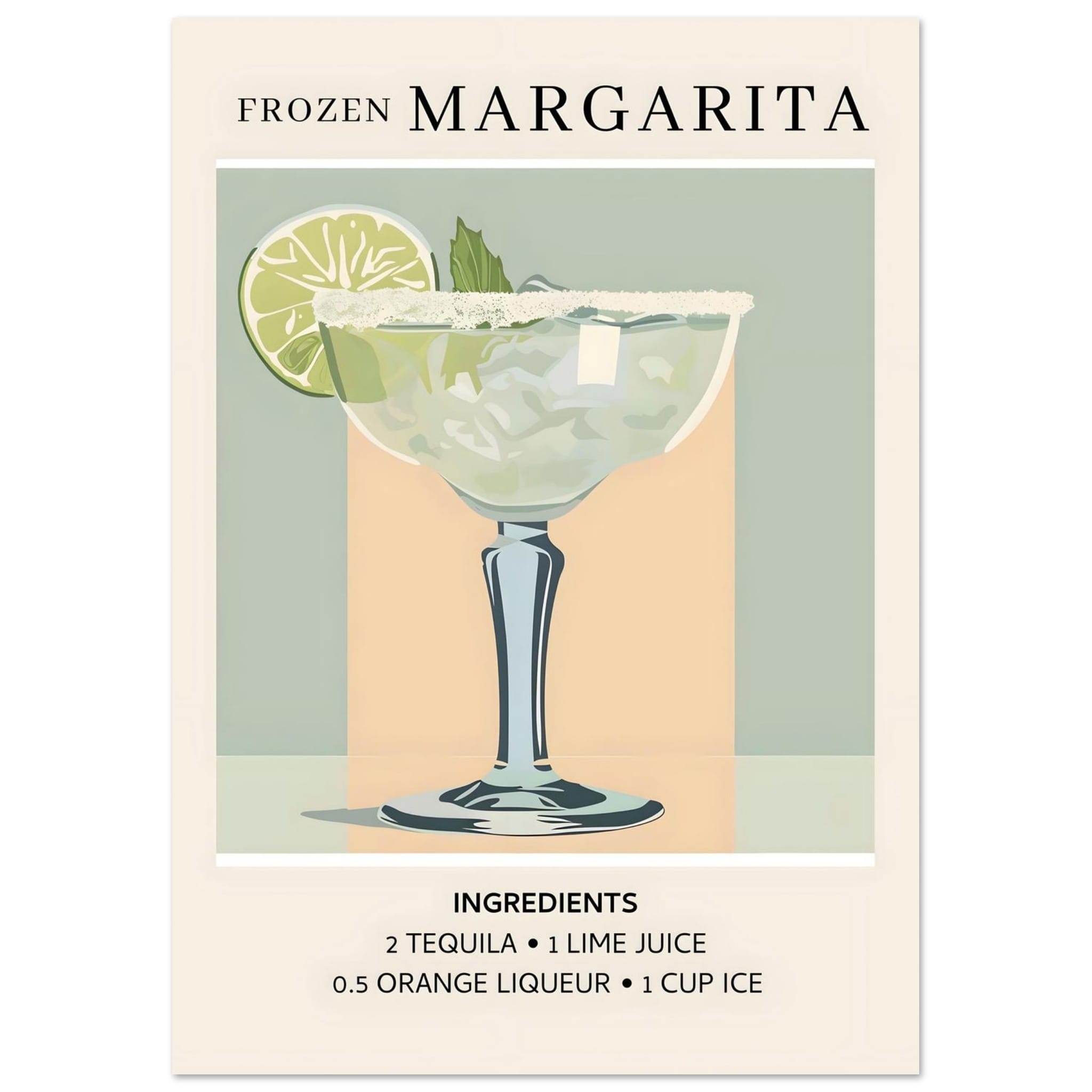Artfulprints Poster Frozen Margarita cocktail I - Ingrediënten - A4 21
