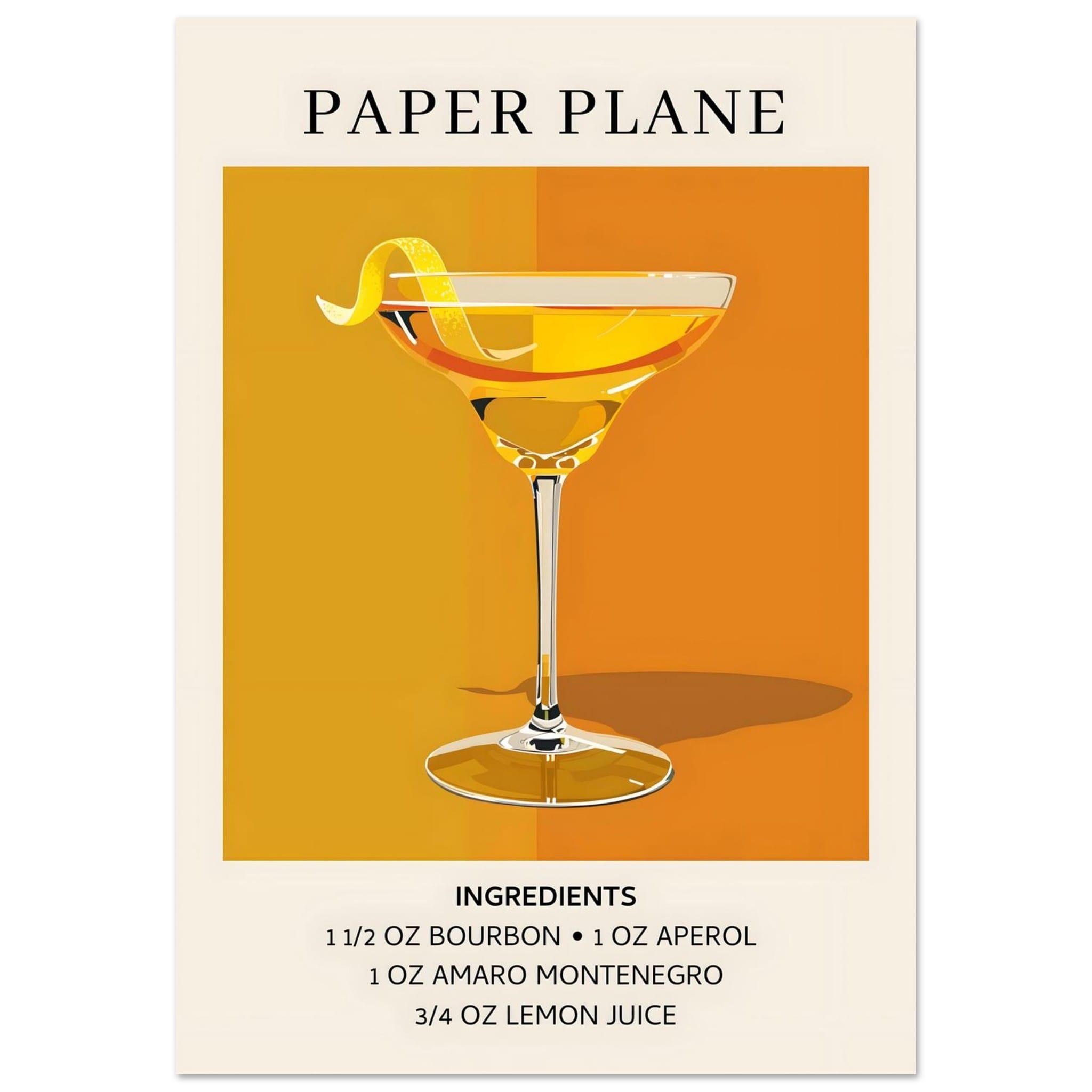 Artfulprints Poster Paper Plane cocktail - Ingredients - 70x100 cm - O