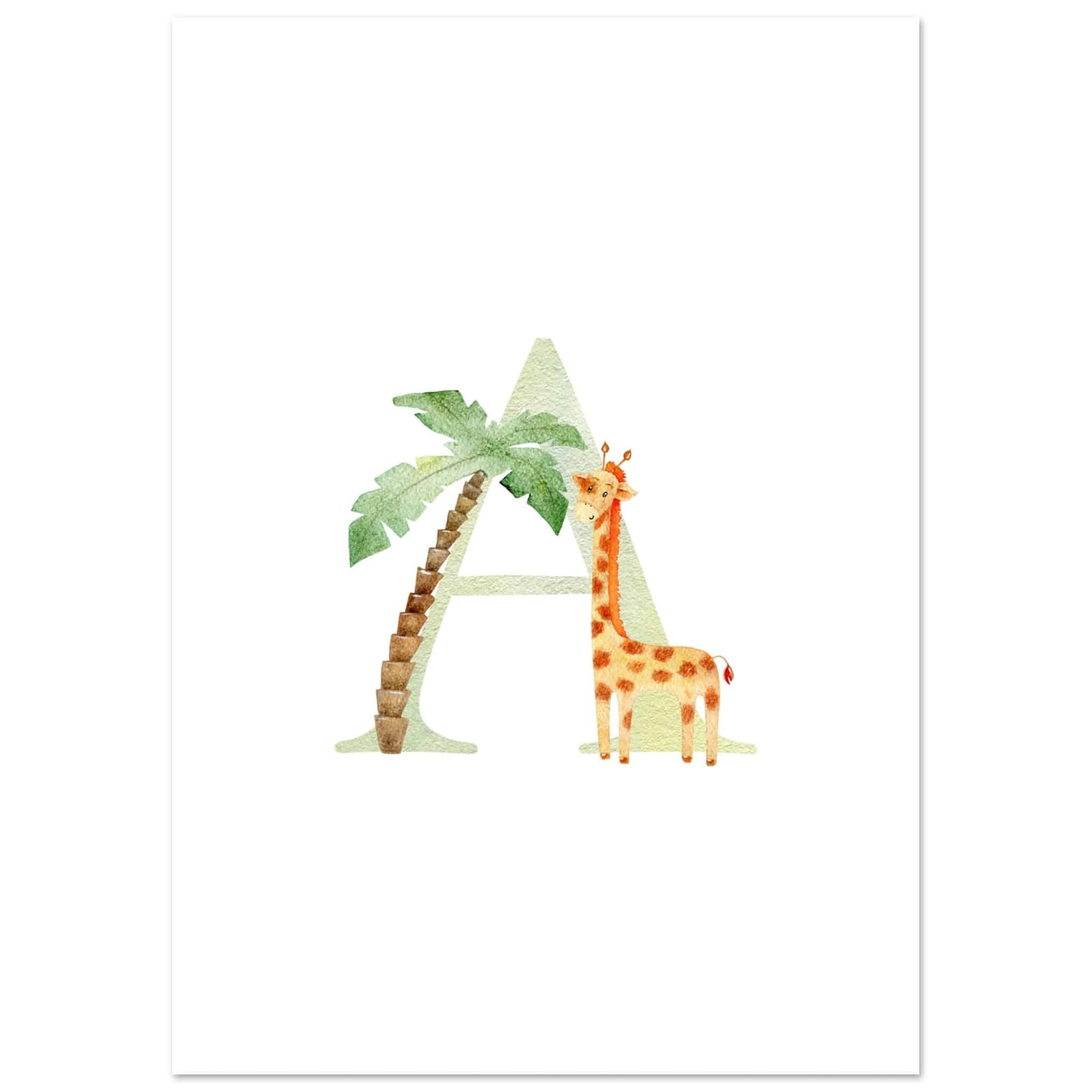 Artfulprints Poster Letter A kindernaam - A4 21x29.7 cm - Meerkleurig