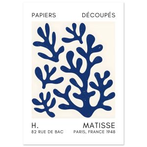 Artfulprints Poster Matisse – Coral shadows navy blue II – A4 21×29.7 Artfulprints Poster Matisse – Coral shadows navy blue II – A4 21×29.7
