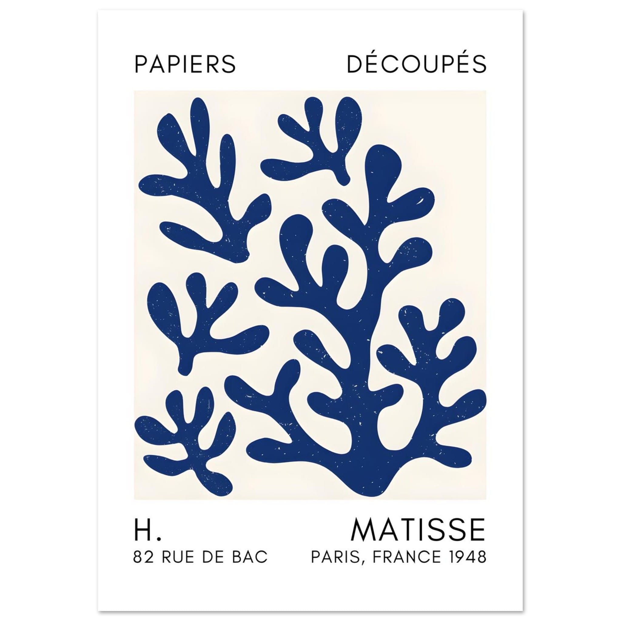 Artfulprints Poster Matisse – Coral shadows navy blue II - A4 21x29.7