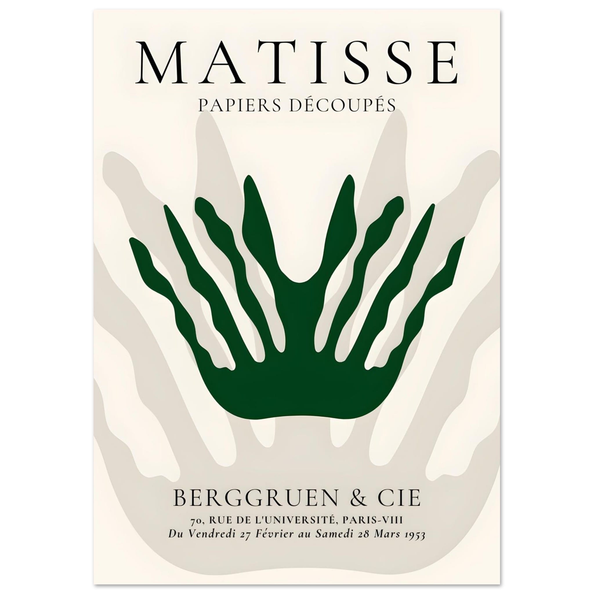 Artfulprints Poster Matisse – Sea crown - A4 21x29.7 cm - Grijs