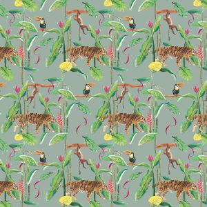 Catchii Behang Tiger Jungle groen blauw Catchii Behang Tiger Jungle groen blauw
