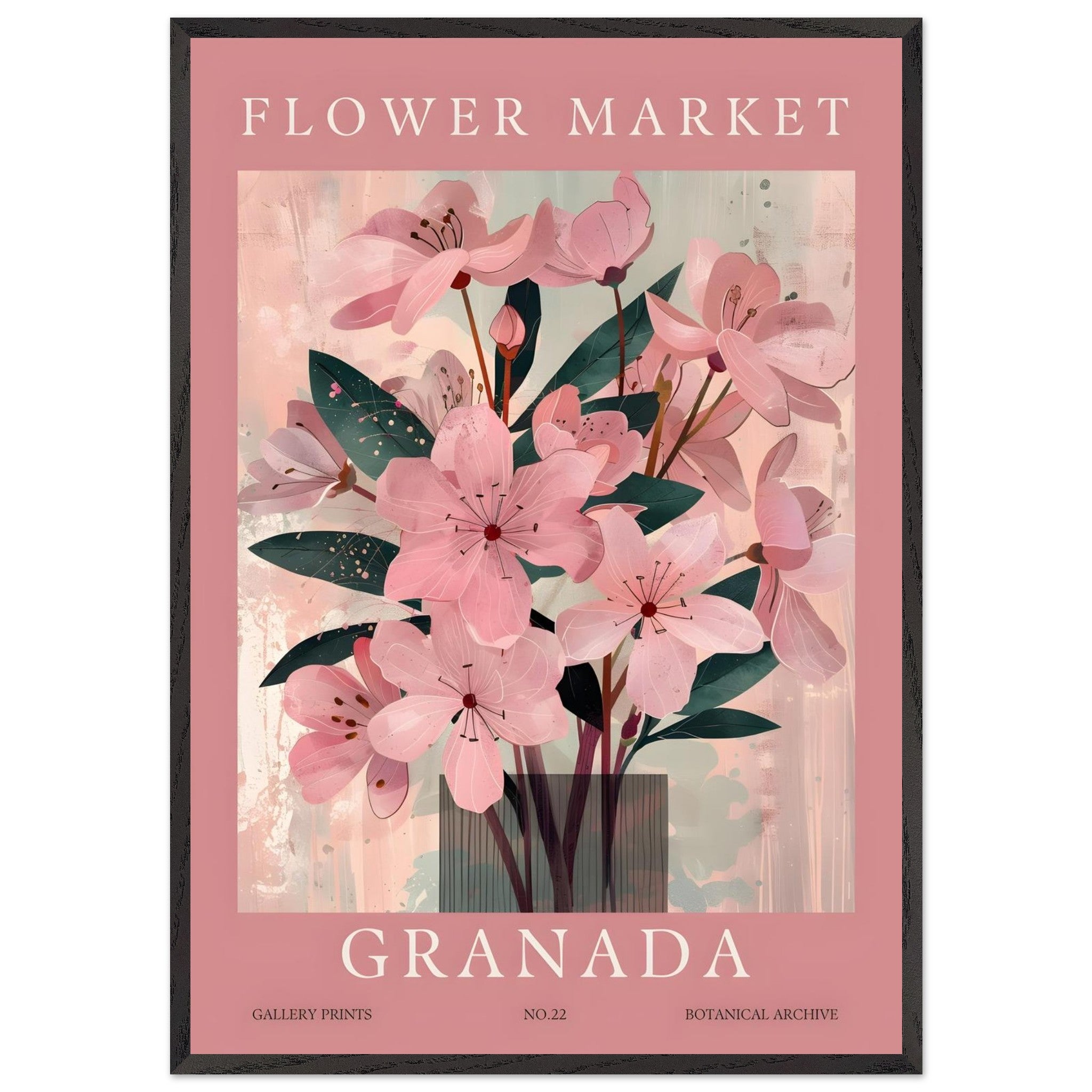 Artfulprints Poster met Lijst Flower market - Granada - 70x100 cm - Ro