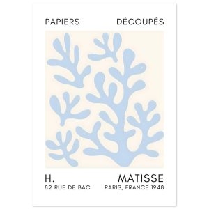 Artfulprints Poster Matisse – Coral shadows light blue – A4 21×29.7 cm