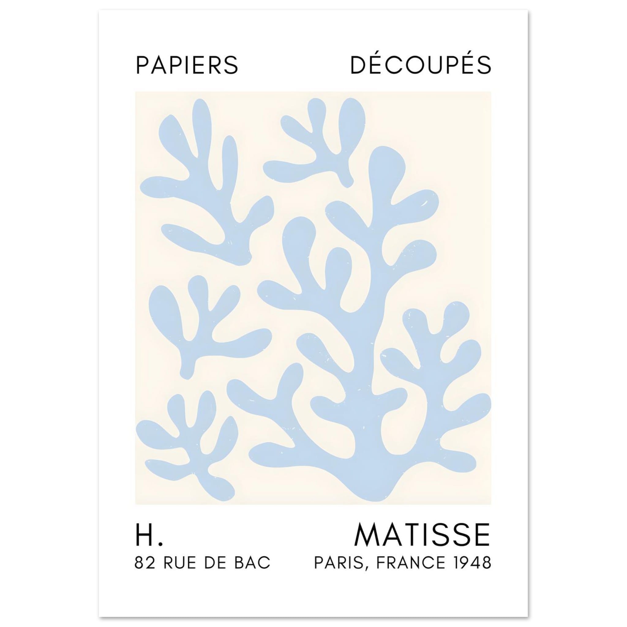 Artfulprints Poster Matisse – Coral shadows light blue - A4 21x29.7 cm