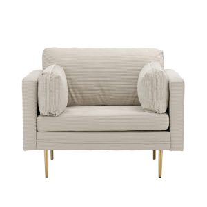 BRAM Fauteuil Renzo – Beige Ribstof