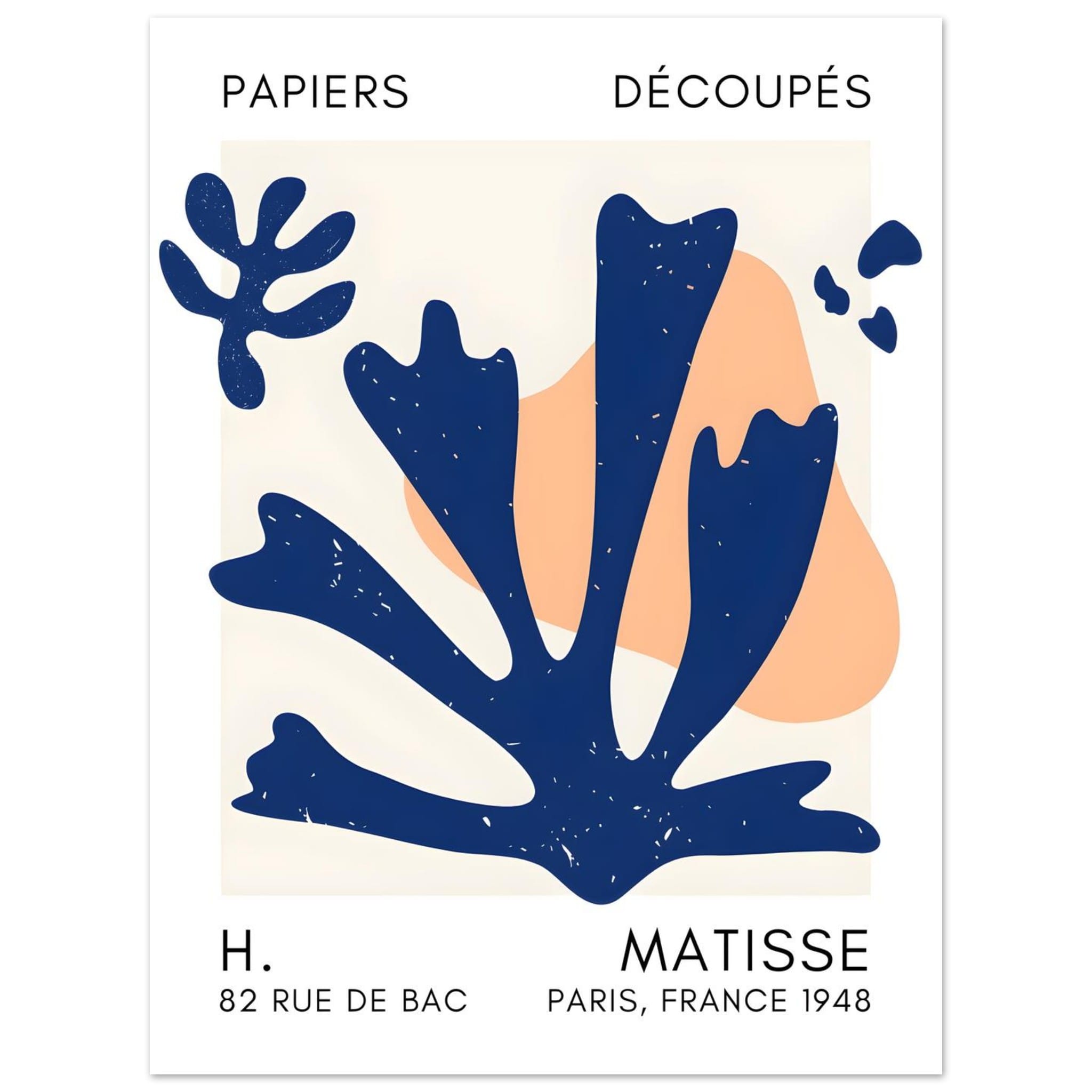 Artfulprints Poster Matisse – Abstract bloom navy blue II - 30x40 cm -