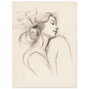 Artfulprints Poster Abstract – Whispers of her – 30×40 cm – Zwart / Wi
