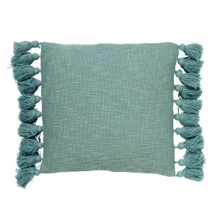 RUBY – Kussenhoes 45×45 cm – 100% katoen – met flosjes – Jadeite – lic