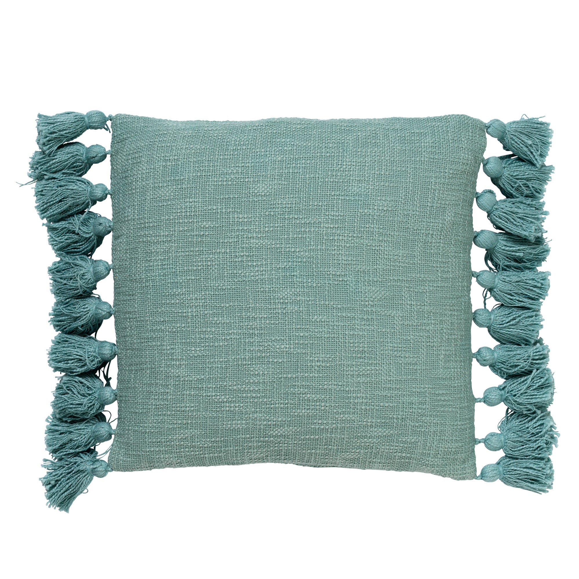RUBY - Sierkussen 45x45 cm - 100% katoen - met flosjes - Jadeite - lic