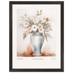 Artfulprints Poster met Lijst Bloemen in vaas 1 – 30×40 cm – Taupe