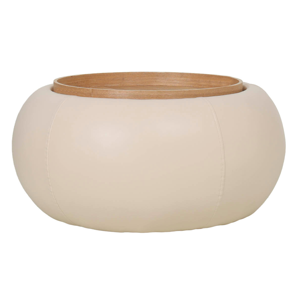 DÉJA Living Salontafel Draby - Rond Beige/Naturel - Incl. Opbergruimte
