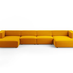 Cosmopolitan Design Panoramische bank Arendal 6-zits, flueel, geel – 1 Cosmopolitan Design Panoramische bank Arendal 6-zits, flueel, geel – 1