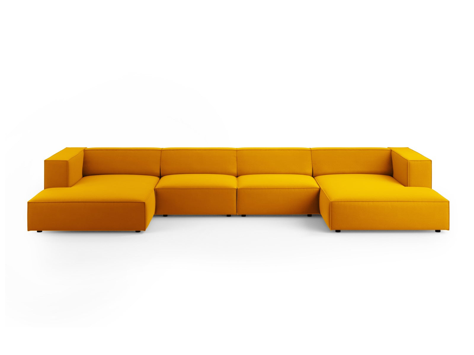 Cosmopolitan Design Panoramische bank Arendal 6-zits, flueel, geel - 1
