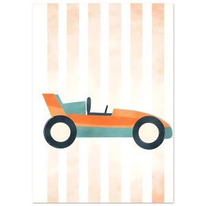 Artfulprints Poster Retro raceauto – A4 21×29.7 cm – Oranje Artfulprints Poster Retro raceauto – A4 21×29.7 cm – Oranje