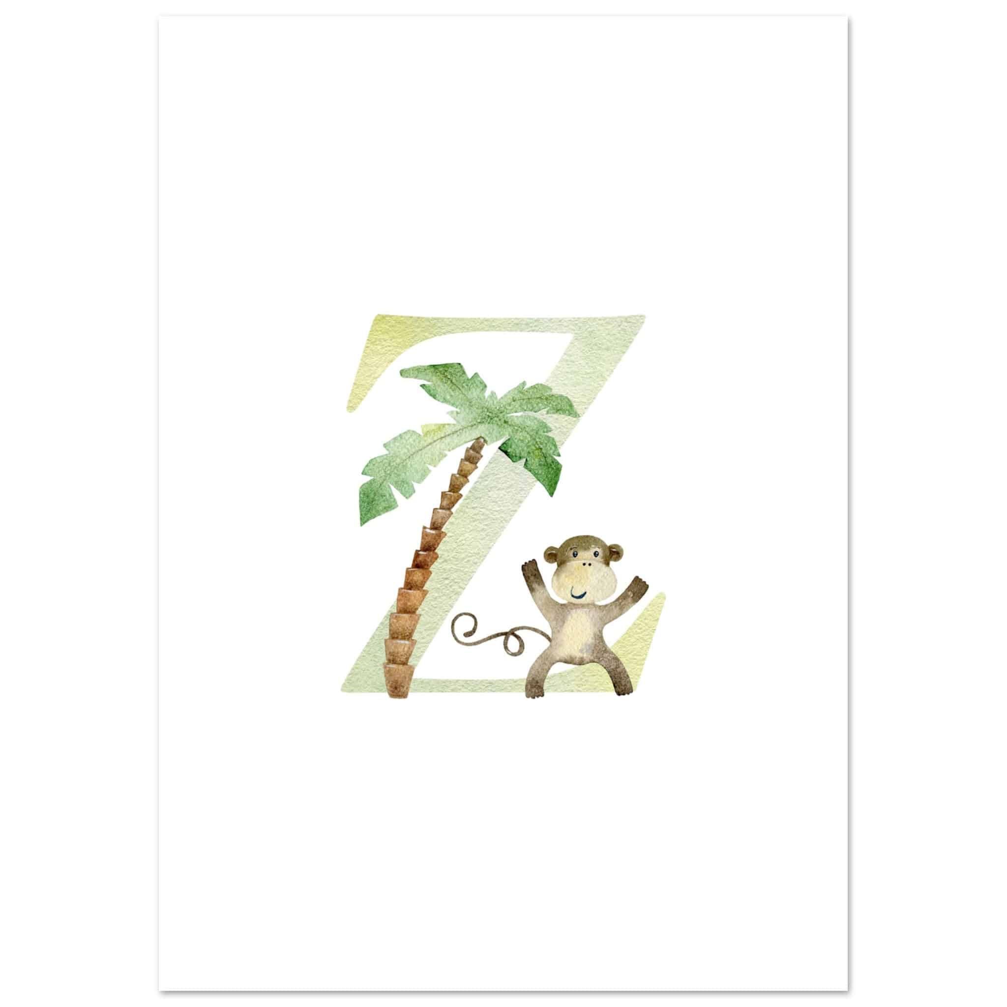 Artfulprints Poster Letter Z kindernaam - A4 21x29.7 cm - Meerkleurig