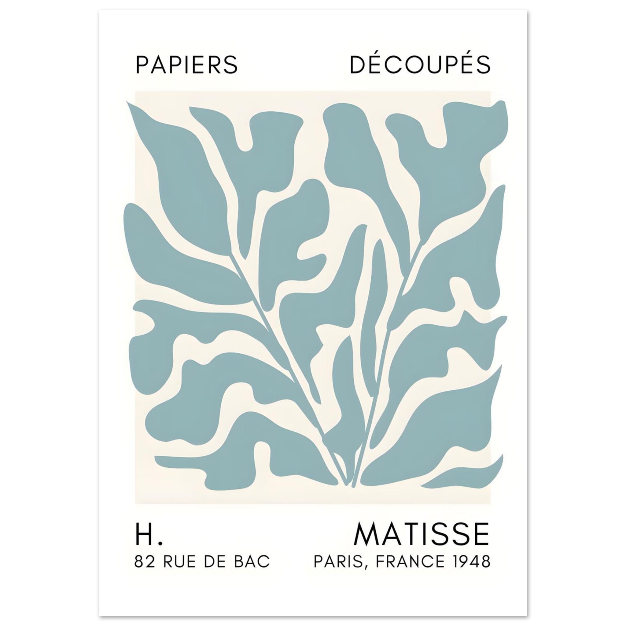 Artfulprints Poster Matisse – Seabed shapes turquoise - A4 21x29.7 cm