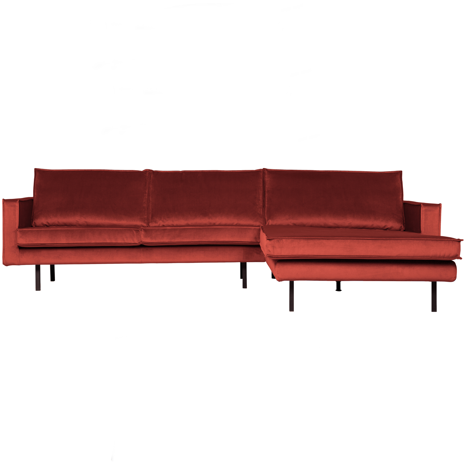 WOOOD chaise longue rechts Rodeo - Velvet - Chestnut - 85x300x155