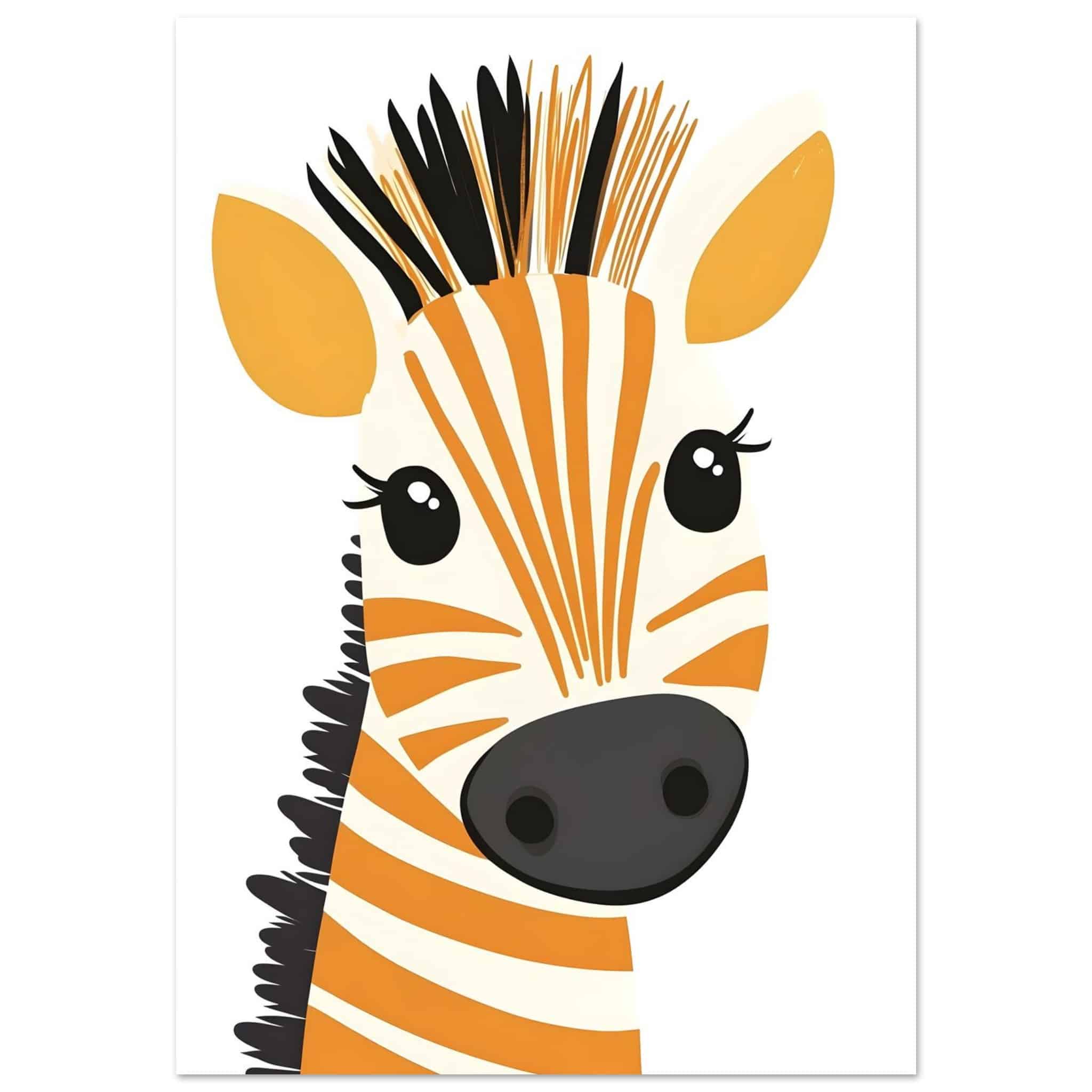 Artfulprints Poster Vrolijke zebra - 70x100 cm - Bruin