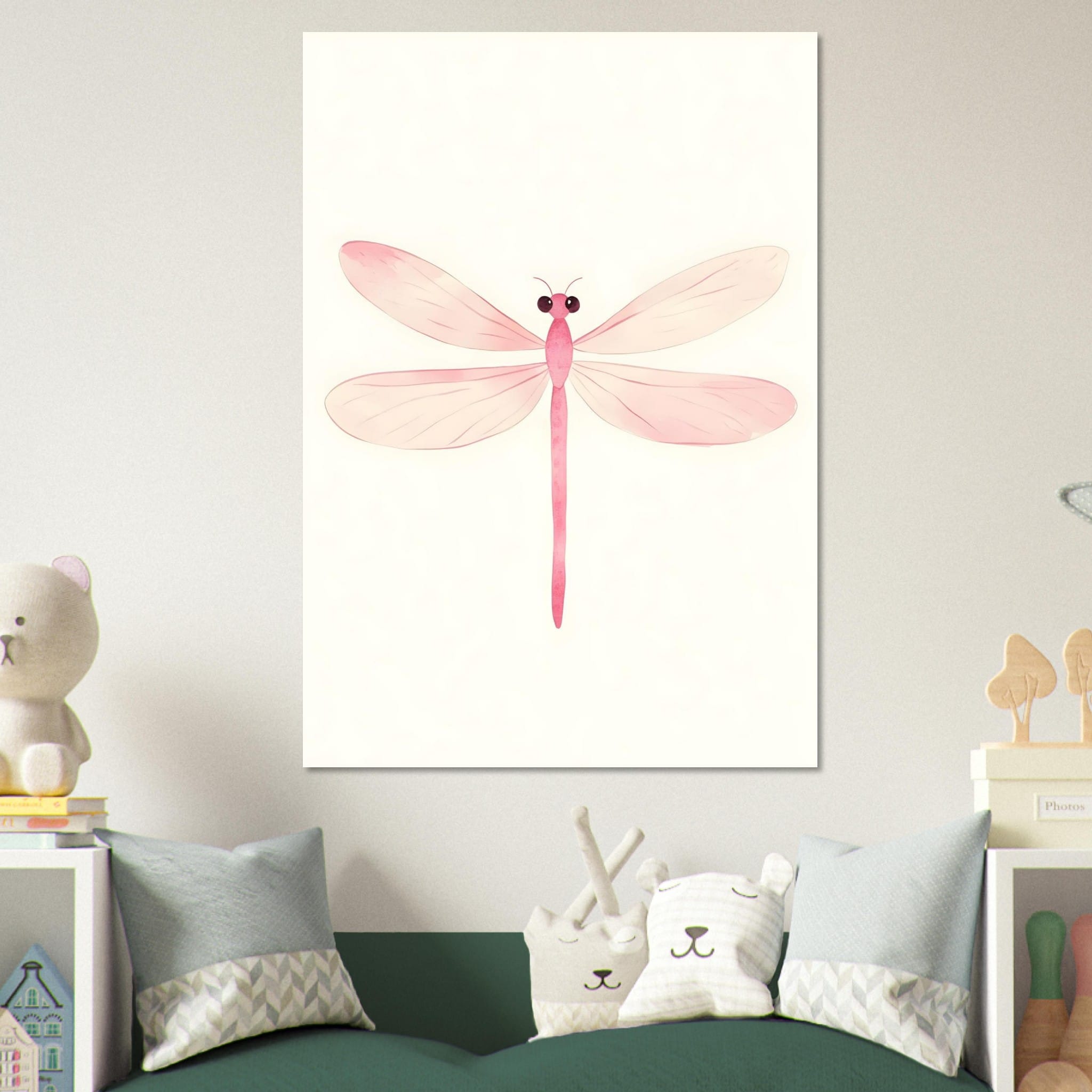 Artfulprints Poster Roze libelle - 70x100 cm - Roze