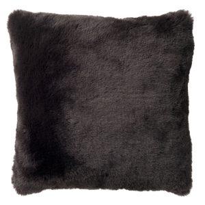 ZAYA – Sierkussen 45×45 cm – bontlook – effen kleur – Raven – zwart
