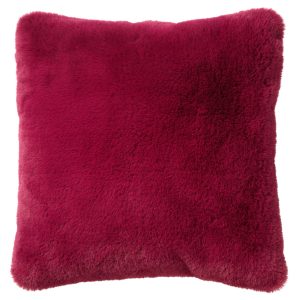 ZAYA – Sierkussen 45×45 cm – bontlook – effen kleur – Red Plum – roze