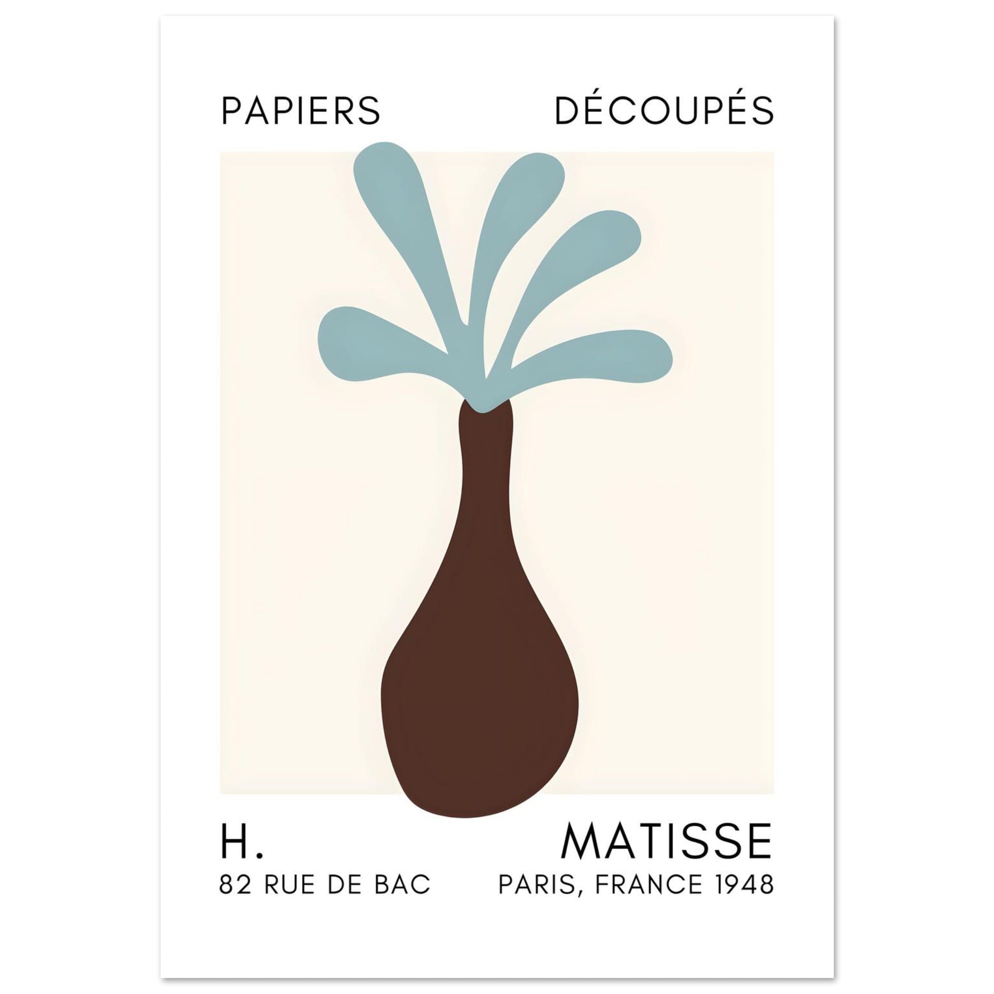 Artfulprints Poster Matisse - Ocean flower turquoise - 70x100 cm - Tur