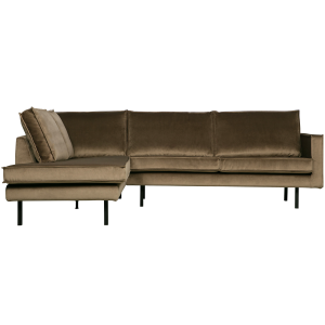 WOOOD hoekbank links Rodeo – Velvet – Taupe – 85x266x213