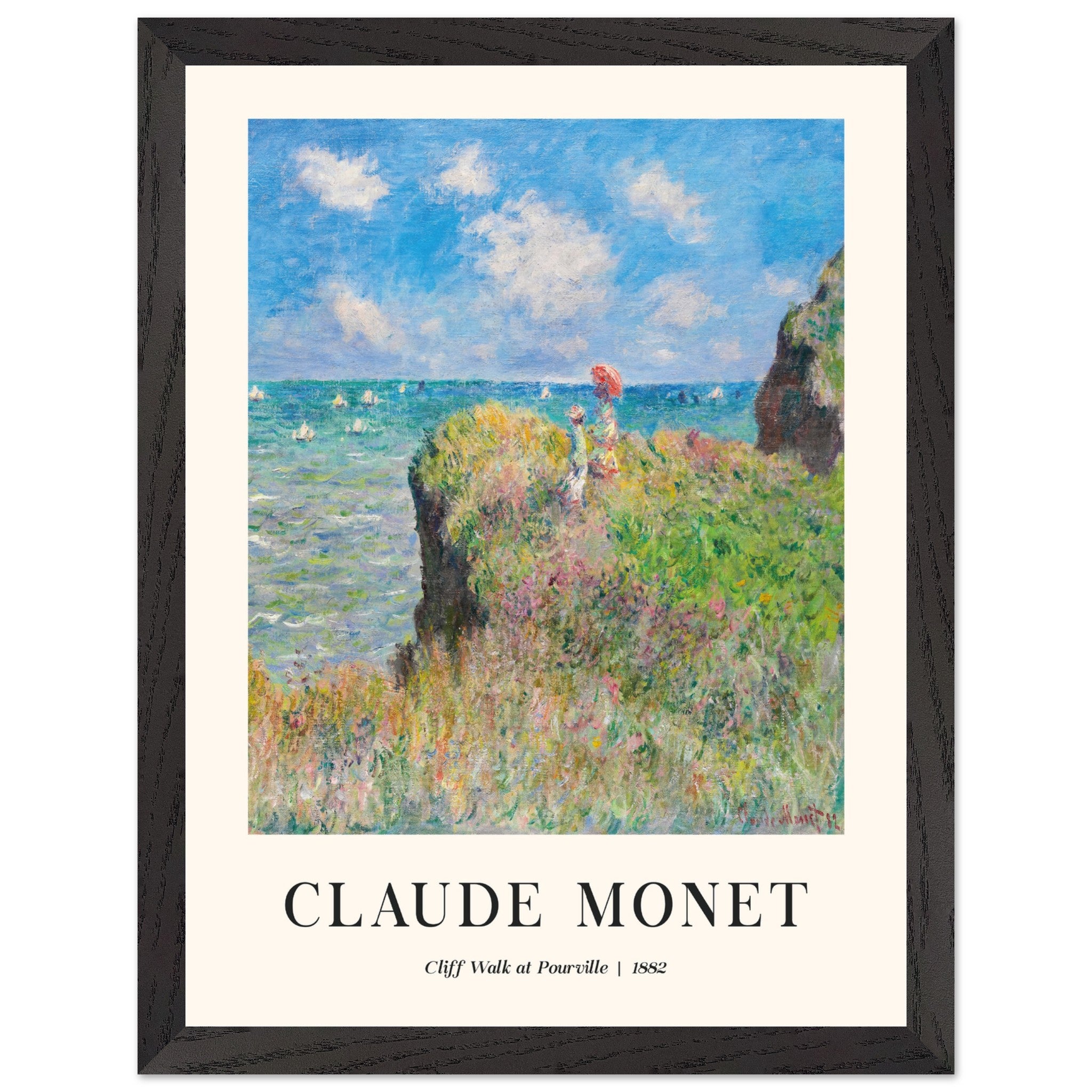 Artfulprints Poster met Lijst Claude Monet - Cliff walk at Pourville -