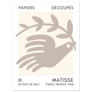 Artfulprints Poster Matisse – Peace dove grey – 30×40 cm – Grijs Artfulprints Poster Matisse – Peace dove grey – 30×40 cm – Grijs