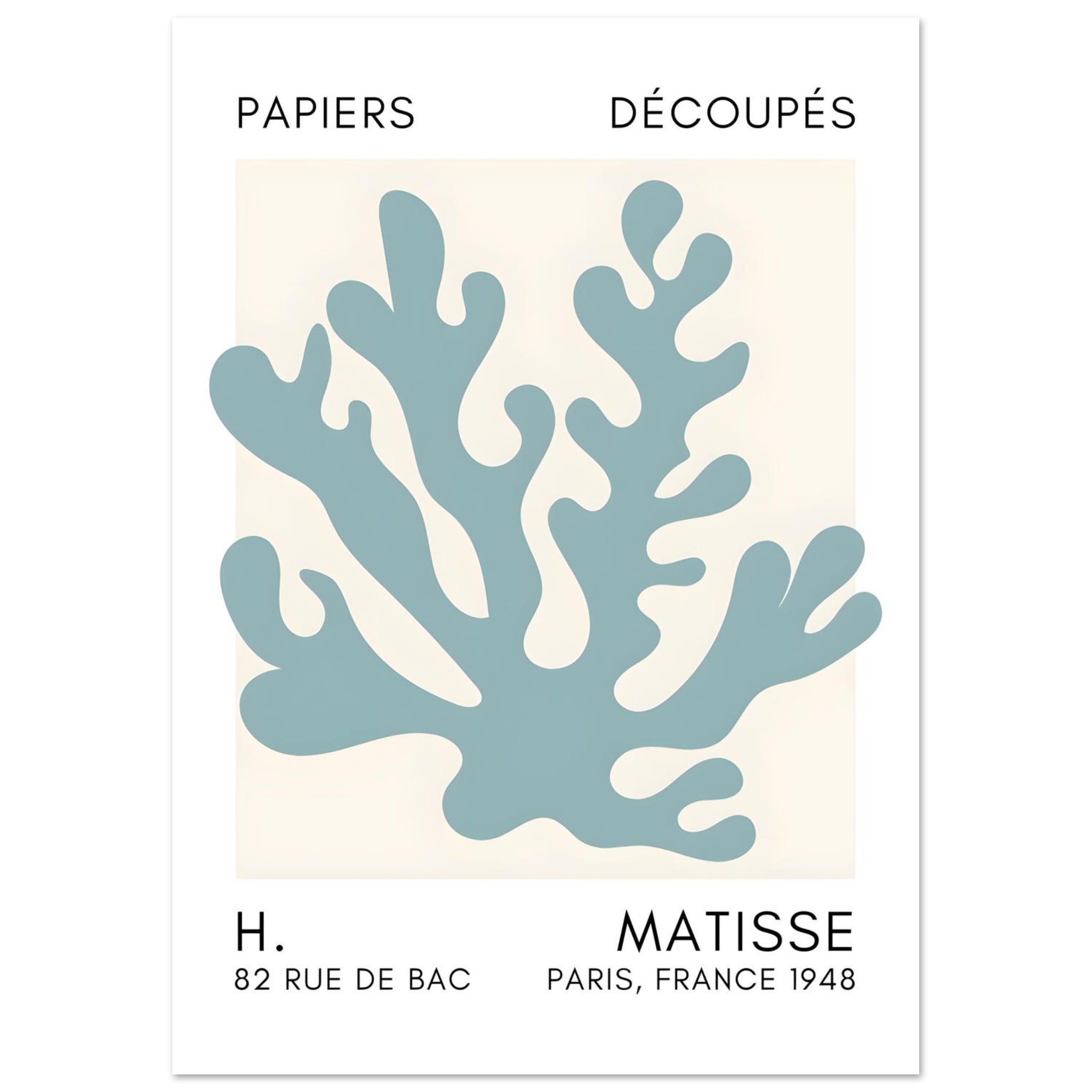 Artfulprints Poster Matisse – Saltflower shapes turquoise - A4 21x29.7